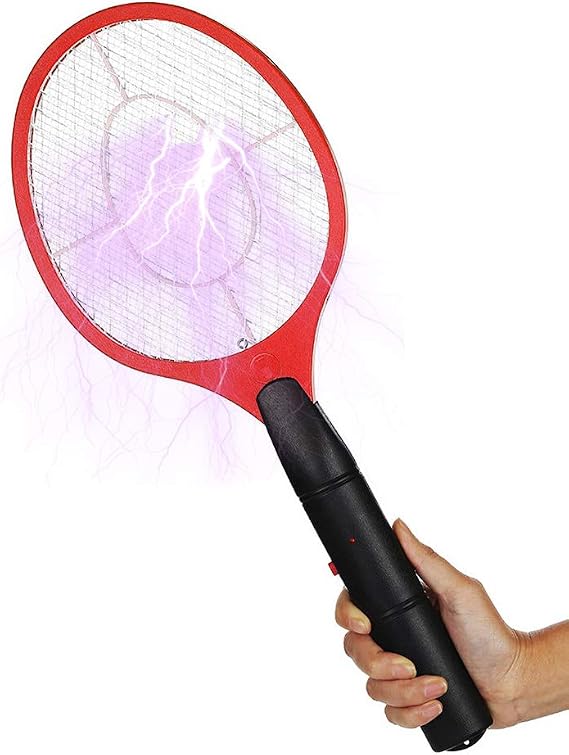 Electric Fly Swatter Racket Fly Zapper Handheld Electric Bug Zapper Fly Killer Mosquito Insect Wasp Zapper Killer Insects Killer Racket for Indoor Outdoor Home Camping Picnics Pest Control (Red)