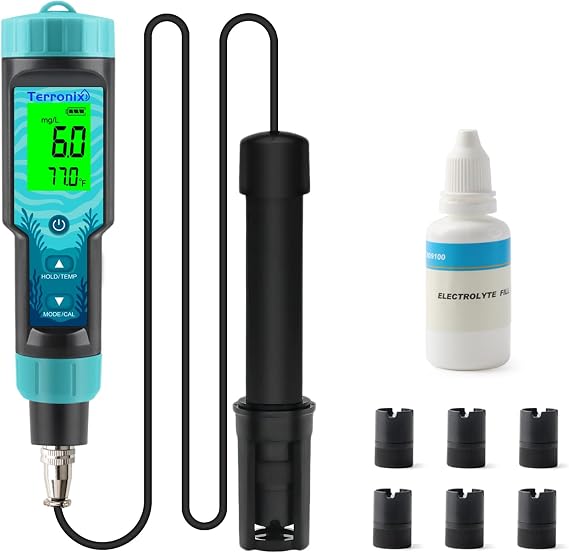 Digital Dissolved Oxygen Meter DO Tester with ATC, 9.84ft DO Probe Cable, Portable Dissolved Oxygen Test Kit for Aquarium, Ponds, Hydroponics, Fish Tank, Brewing, Water Quality, Range 0.0-40.0 mg/L