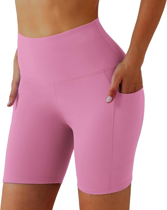 YOYOYOGA Womens Biker Shorts 6 Inches High Waist Workout Running Volleyball Spandex Yoga with Pockets