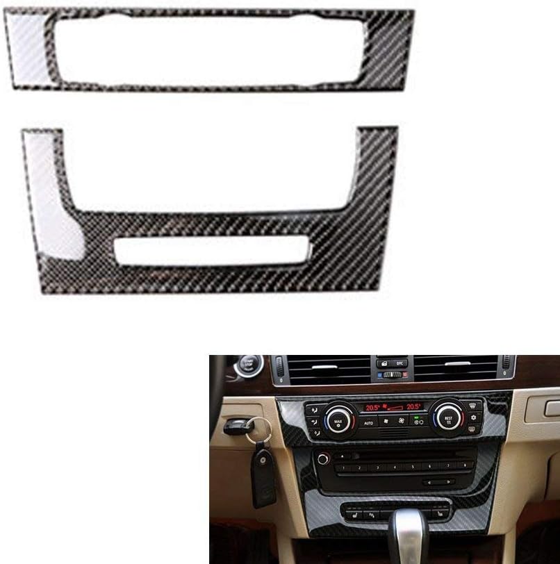 Thor-Ind Carbon Fiber AC Air Conditioning CD Control Console Panel Trim Cover Frame for BMW Old 3 Series E90 E92 E93 2005-2012 Car Interior Accessories Stickers Decor with Navigation A
