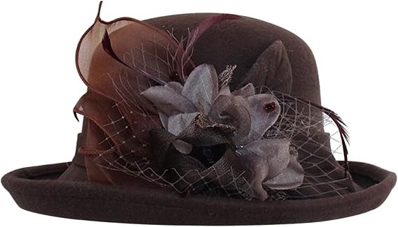 Women Felt Fedora Hats Church Cloche Hat Winter Flapper Bucket Hat Cap Vintage 1920S Bowler Hats