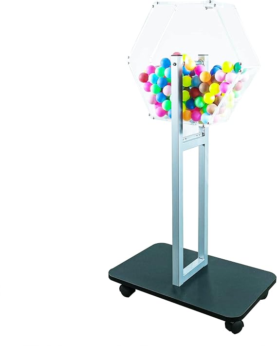 FixtureDisplays Acrylic Raffle Drum with Wheels, Floorstanding - Clear & Black 23X15X45" 119571-NF