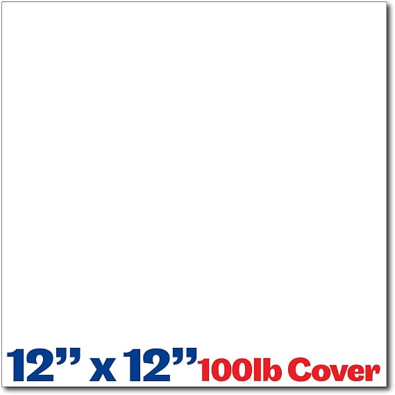 White Cardstock Squares 12" x 12" 100lb Cover (271gsm) - 50 Sheets