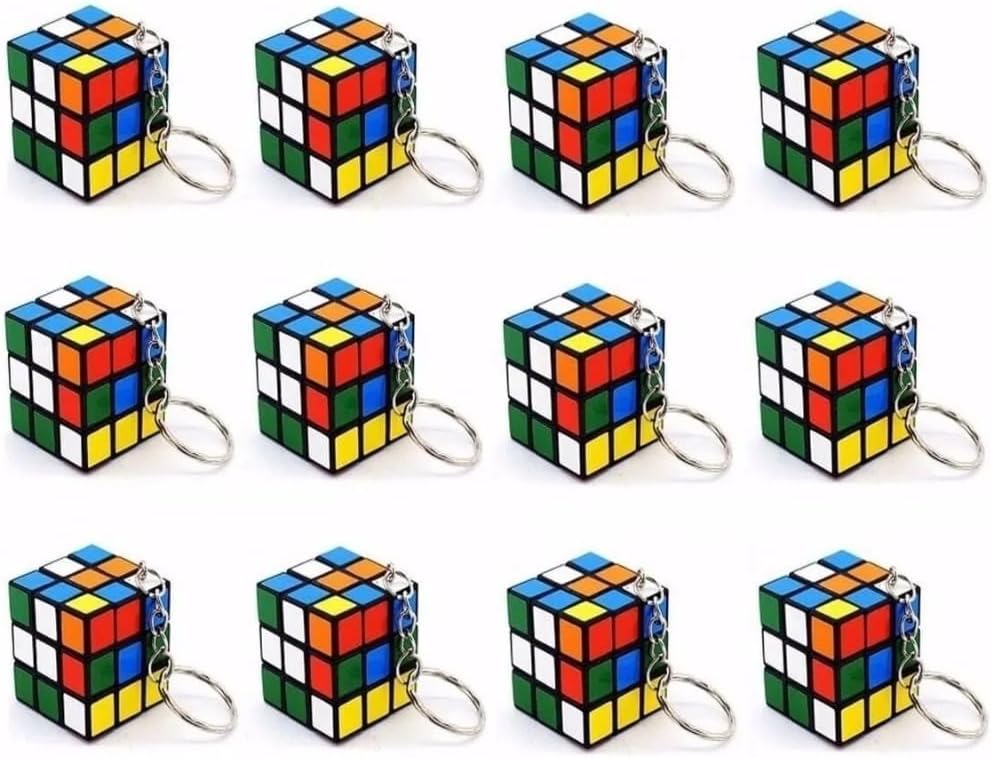 Mini Rubik's Cube Keychain Set, Colorful Puzzle Toy, Intelligence Cube Mini Keychain 12 Pieces