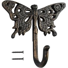 ICObuty Coat Hook Hat Hook Vintage Wrought Iron Wall Mounted Screws Included Wall Hook (Butterfly1)