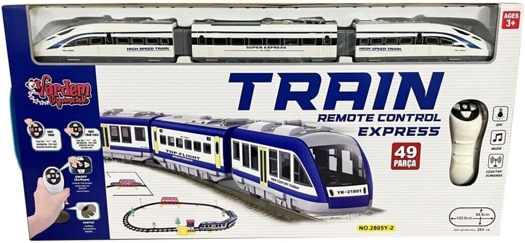 Vardem Oyuncak LE-2805Y-2 Kumandalı 49PCS Işıklı 264CM Hızlı Tren Seti