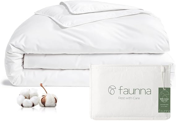 FAUNNA 100% Cotton Duvet Cover Dust Mite Bed Bug Comforter Protector, Queen