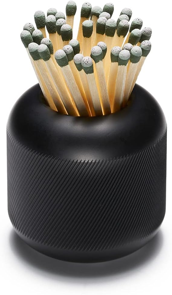 Craighill Match Striker - Decorative Match Holder with Striker, Match Cloche for Candles & Fireplace, Modern Home Decor, Solid Carbon Steel Construction - Black