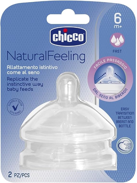 Chicco NaturalFeeling Hızlı Akışlı Biberon Emziği (6 Ay+, 2'li)