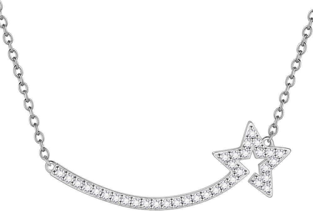 Meteor Necklaces Silver/Black Gun Plated Dainty Hollow Star Simple Pendant Necklace Fashion Jewelry Gifts for Women KP0248