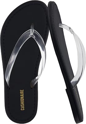 CUSHIONAIRE Surf Flip Flop Sandals for Women with Flexible Sole and Soft Jelly Strap, Lightweight Casual Slides