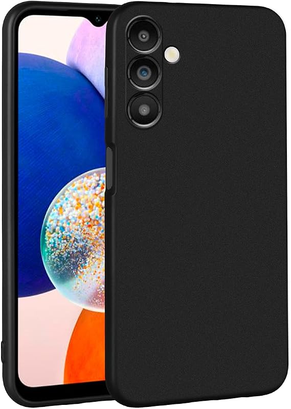Aksesuarcim Samsung Galaxy A14 ile Uyumlu Kılıfı Silikon Pastel Renkli Mat Esnek İnce Kapak Prem Siyah