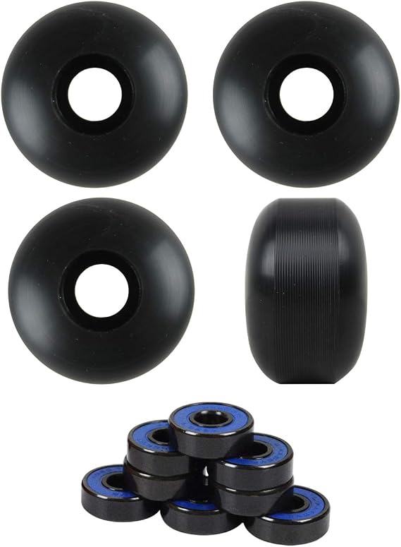 TGM Skateboards Skateboard Wheels with ABEC 7 Bearings and Spacers (Black, 58mm)