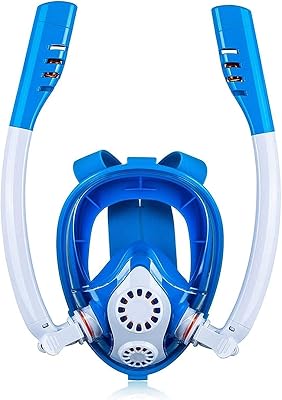 Diving Mask Diving Masks Snorkel Mask Scuba Mask Underwater Anti Fog Full Face Snorkeling Mask for Women Men Kids Swimming Snorkel Diving Equipment,Blue 1Large,Blue 1Large