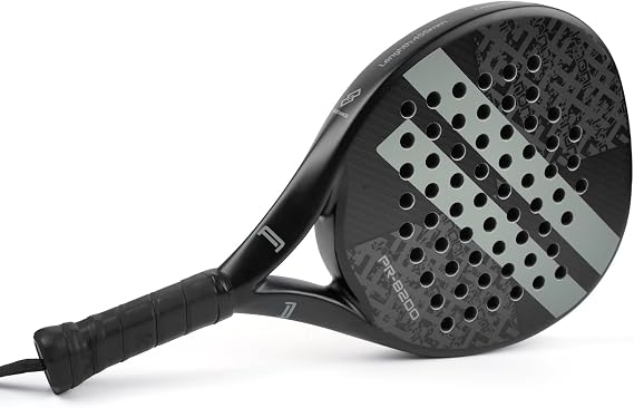 Padel Racket Carbon Fiber Surface EVA Memory Flex Foam Core Paddle Tennis Racquet Lightweight 8200-Grey