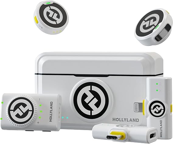 HollyView Hollyland Lark M2 Kablosuz Lavalier Mikrofon (2TX+3RX) Kamera, iPhone, Android, PC, 48 kHz / 24 bit Hi-Fi Ses 40H Süre 300 m Menzil, ENC Anti Ses Takmalı Mikrofon, Vlog için Kablosuz - Beyaz