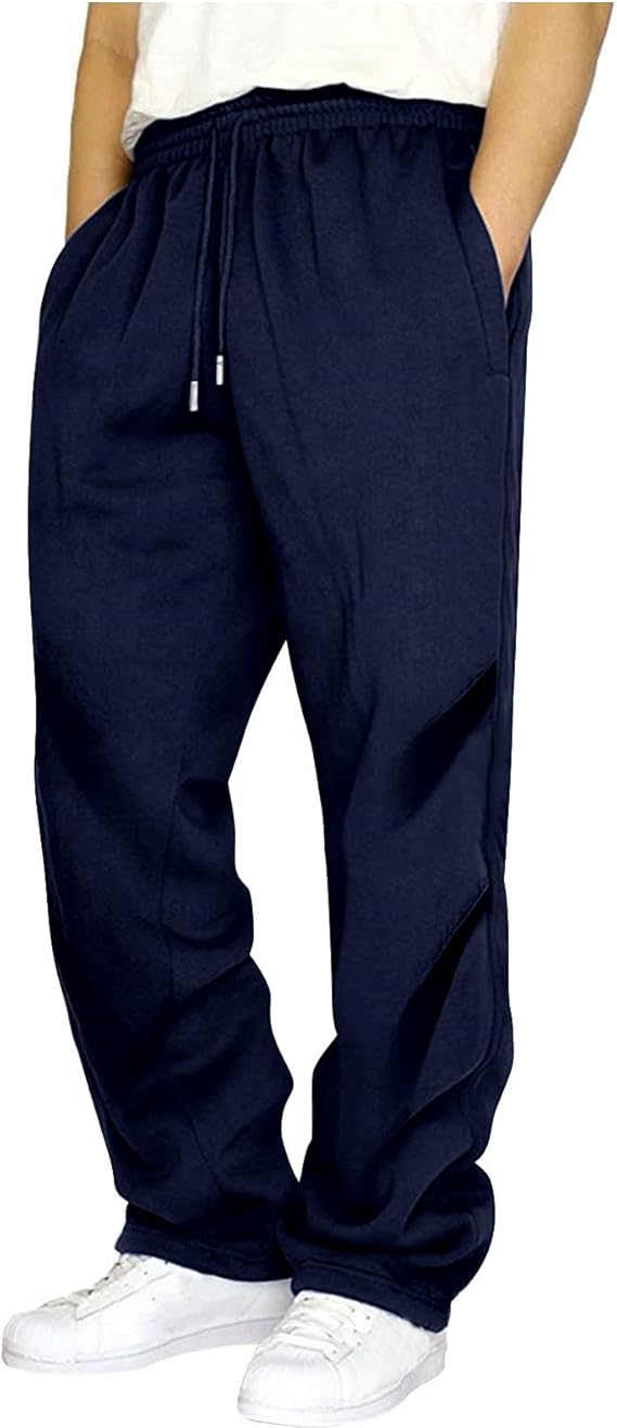 Mens Sweatpants Open Bottom Joggers for Men with Pockets Loose Fit Athletic Pants for Running,Casual