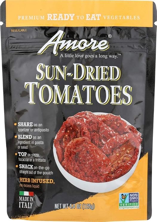 Amore Sun-Dried Tomatoes, Ready-to-Eat Snack, Non-GMO, 4.4 oz