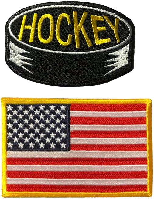 mokarier Hockey Embroidered Patch US Flag Patch Iron on Logo Vest Jacket Cap Hoodie Backpack Patch Iron On/sew on Patch