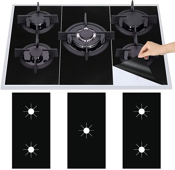 Stove Protector Liners, 5 Hole Gas Stove Pad, Reusable Gas Burner Covers, Washable Gas Stove Protective Cover, Cleaning Anti-Dirty Pad