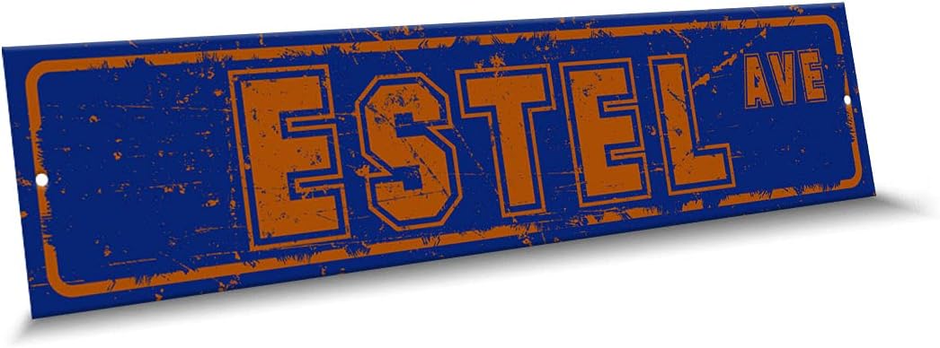 ESTEL Name Orange Blue Color Street Sign, 4x 18 Aluminum Metal Novelty Sign, Indoor - Outdoor, Design b22