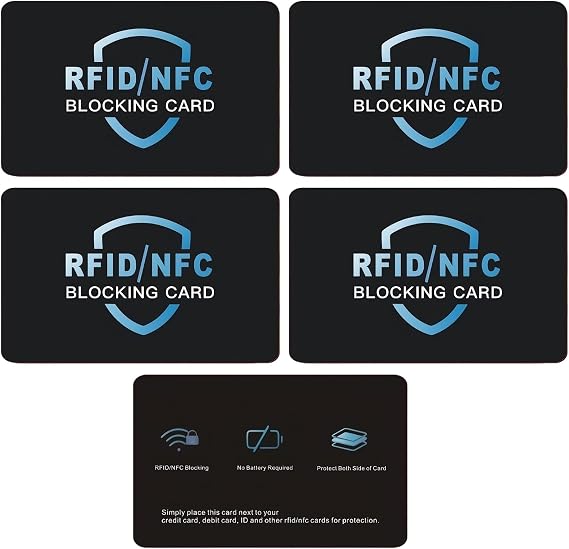 4 Pcs RFID NFC Blocking Card Credit Card Protector Ultra Thin Contactless Card Shield Anti-Theft Debit Card Blocker for Wallets Identity Cards Passport