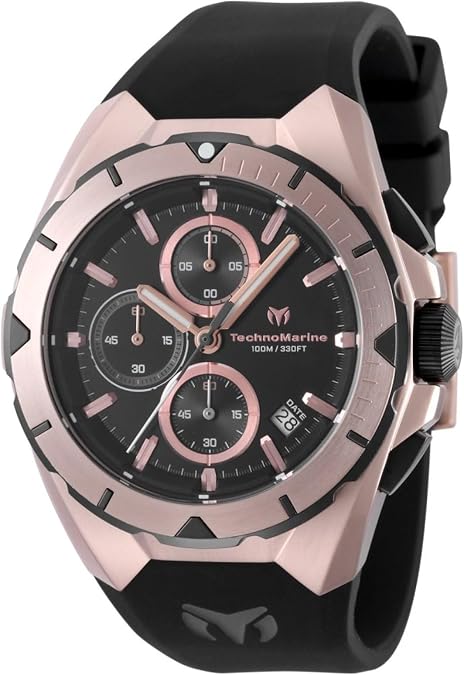 TechnoMarine Ocean Men 41.30mm Stainless Steel Rose Gold Black dial VD57 Quartz