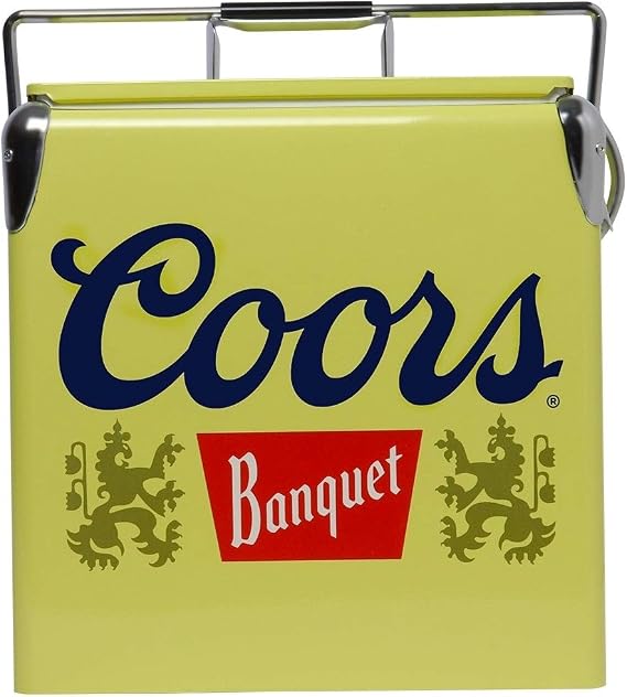 Coors Banquet Retro Ice Chest Cooler - Portable Ice Bucket with Bottle Opener, Vintage Style, Insulated for Camping, Beach, Picnic, RV, BBQs, Tailgating, Fishing, 18 Can, 14 qt (13L)