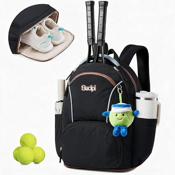 Sucipi Tennis Bags for Women, Quilted Pickleball Tennis Racket Bag Backpack | Lightweight Tennis Racquet Bag for Women,Suitable for Pickleball Tennis Badminton,Gift,Multiple Pockets,Large Capacity