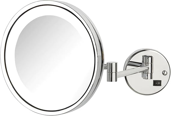 JERDON Hardwired Wall-Mount Makeup Mirror - 5X/1X - Chrome - HL1016CLD