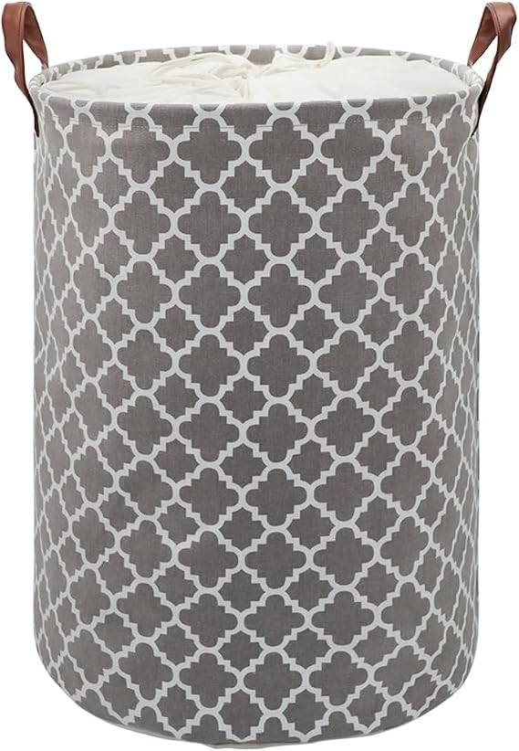 Maxsilan 60L Collapsible Laundry Basket, Freestanding Clothes Hamper, Grey | Large pop-up laundry hamper with drawstring cover for dust protection. Foldable canvas storage bin for family & dorm use