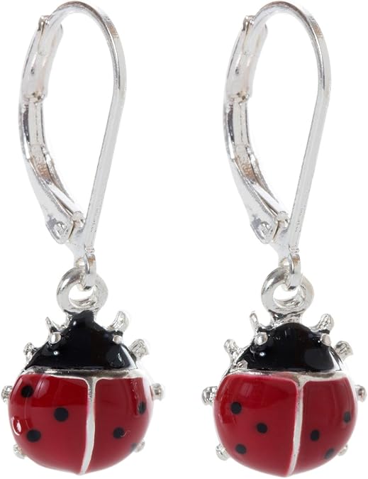 Artisan Owl - Ladybug Enamel Dangling Earrings