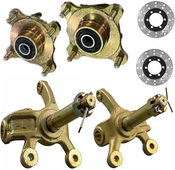 4 Stud Wheel Hub Front Steering Spindle Brake Disc Rotor,Front Steering Knuckle Hub Assembly for 125cc 150cc 200cc Quad Dirt Bike Go Kart Buggy 4 Wheeler ATV UTV DIY