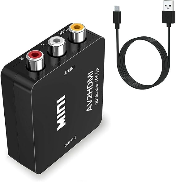 Cables Direct Online RCA AV to HDMI Converter for Consoles, Compatible with Nintendo NES Gamecube PC Laptop Xbox PS4 PS3 TV STB VHS VCR Camera DVD (Black)