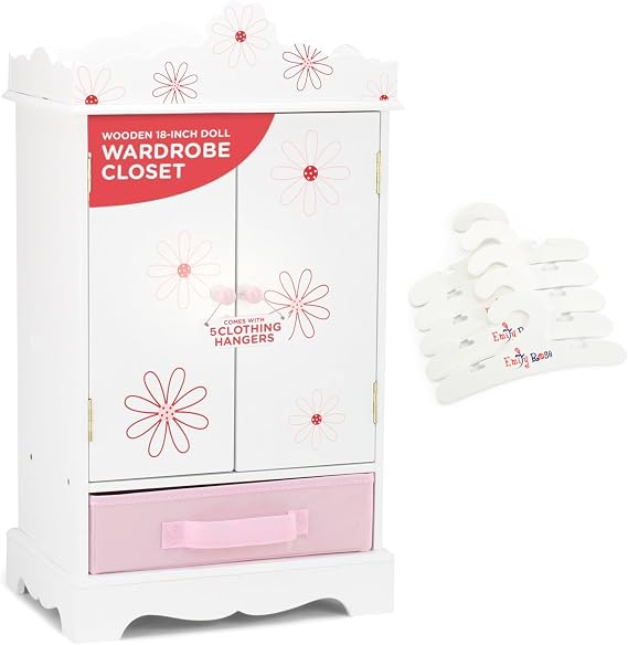 Emily Rose 18" Doll Clothes Storage Closet Armoire Floral Collection