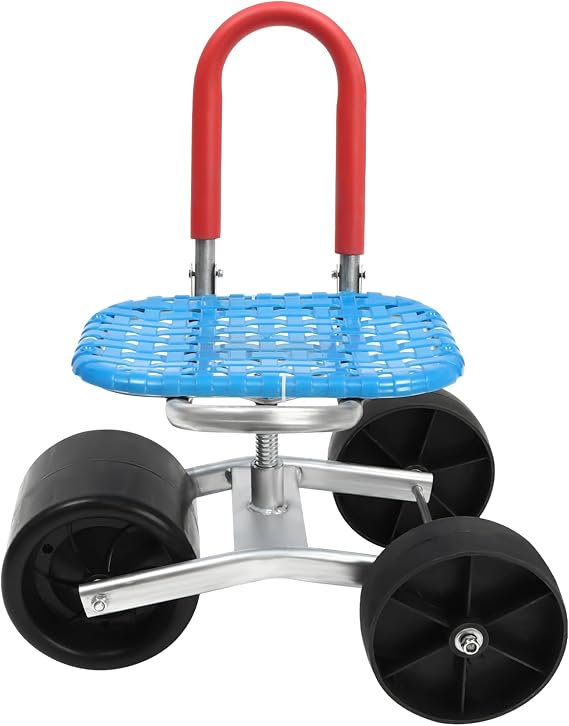 Rolling Garden Cart with Seat and 3 Wheels, Outdoor Lawn Yard Patio Wagon Scooter For Planting Adjustable 360 Degree Swivel Seat, Garden Scooter for Orchard Farmland Picking, Gardening Helper