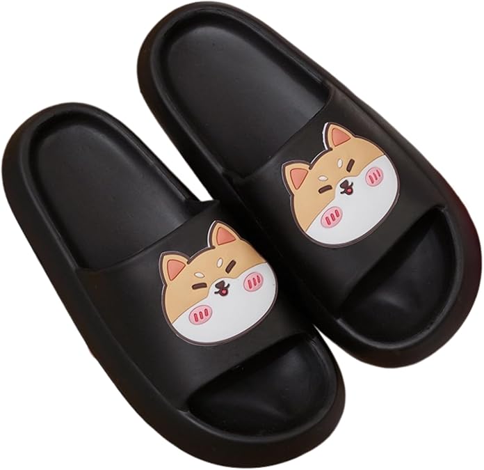 JHTPSLR Kawaii Corgi House Slippers for Women Teen Girls Cute Summer House Slippers Indoor Outdoor Home Bedroom Shower Bathroom Slides Sandals Soft Sole Comfortable Non-Slip Quick Drying
