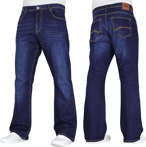 Crosshatch Mens Stretch Boot Cut Leg Flared Classic Retro Denim Jeasn by JeanBase