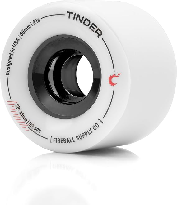 Fireball Tinder 65mm Longboard Wheels 81a - USA Designed Cruiser Skateboard Wheels - Soft Cruising Wheels for Skateboard Longboard and Cruisers (Set of 4 Wheels)
