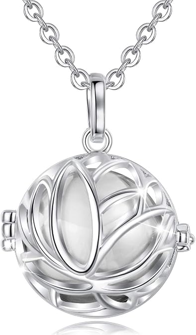 AEONSLOVE Pregnancy Necklace Lotus Long Harmony Ball Pendant Necklaces Chime Ball Music Wishing Jewelry Pregnancy Gifts for Women Maternity Mum