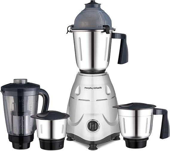 Morphy Richards Icon 750 Watts Mixer Grinder | 4 Stainless Steel Jars (Including Juicer) | 3-Speed Control with Pulse | | Silver & Black