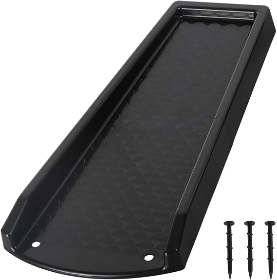 plusgutter Rain Gutter Downspout Splash Block, Gutter Downspout Extensions for Water Drainage, 24" Gutter Splash Guards Downspout Extender, Fixable Down spout Drain Trays with PE Nails(1 Pack, Black)