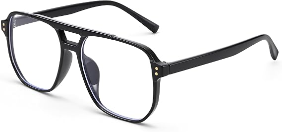 Bouryo Vintage Clear Lens Glasses for Women, Non-prescription Classic Square Eyewear Thick Frame Eyeglasses
