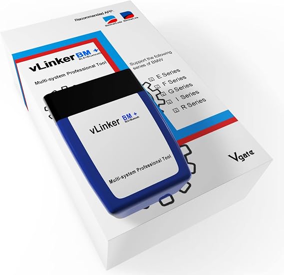 VLINKER BM+ Bluetooth OBD2 Code Reader for BMW/Mini, BimmerCode OBDII Adapter Diagnostic Tool Works with iPhone/iOS & Android Unlock Car Hidden Features