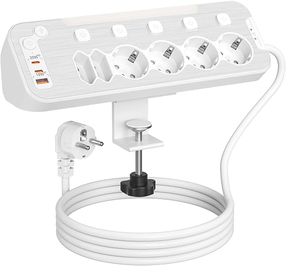 Tischsteckdose mit USB C Steckdosenleiste Schreibtisch Einzeln Schaltbar