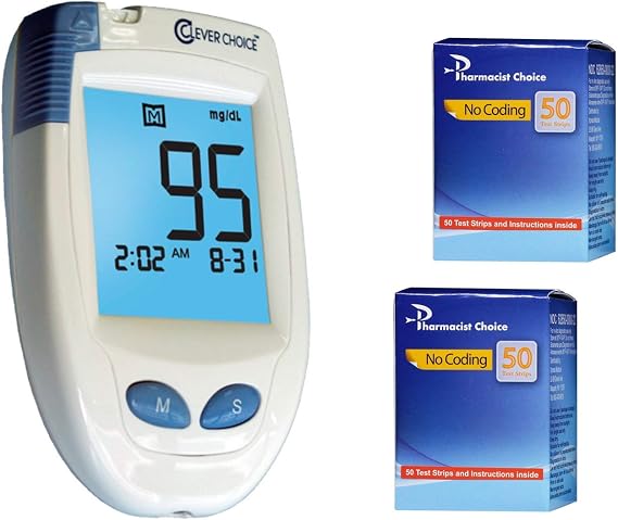 HD Blood Glucose Meter with Pharmacist Choice 100 Test Strips for Glucose Monitor