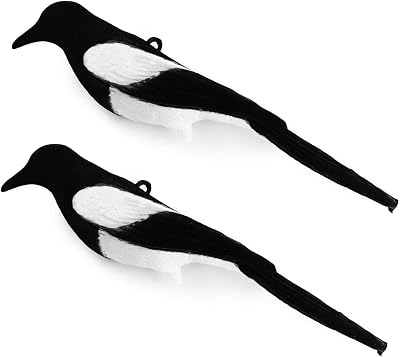 GUGULUZA Realistic Magpie Decoys, 2-Pack Fake Birds Hunting Decoys for Trap Birds, Flocked Magpies for Garden Decoration