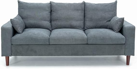 Panana 3 Seater Sofa Couches for Living Room Modern Linen Fabric Couch for Apartment and Small Space, Grey