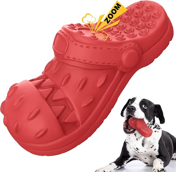 Indestructible Dog Toys, Squeaky Dog Toys for Aggressive Chewers, Tough Dog Chew Toys for Medium/Large Dogs/Heavy Duty Dog Toys (Red)