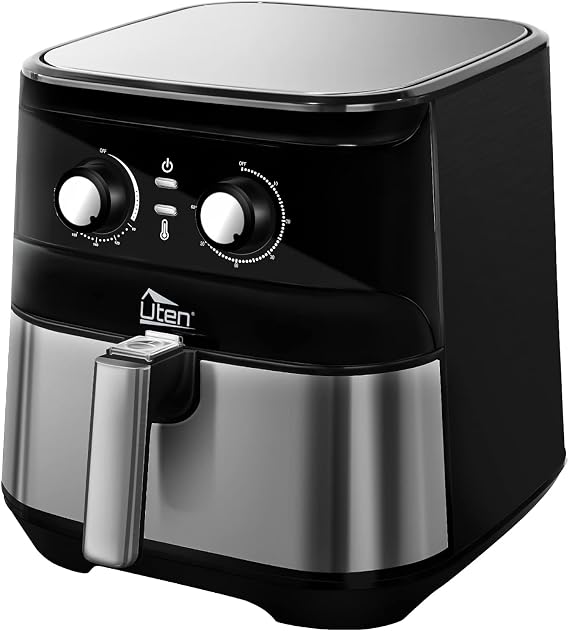 Uten Air Fryer 5.8 QT, 1700W, 60-Minute Timer, Roast, Bake, Reheat | 5.5L, Temperature & Timer Dials, 160F-400F, Dishwasher Safe & Nonstick Basket, A Great Kitchen Assistant, Gift Idea